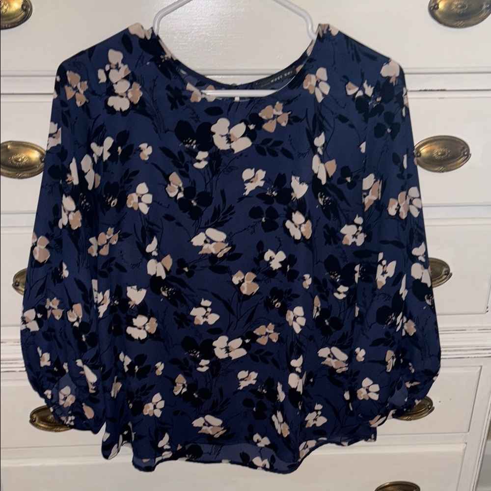 West Kei Navy Floral Blouse